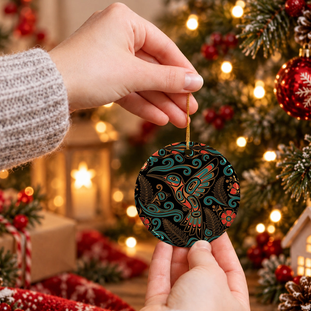 Hummingbird Garden Nocturne Ceramic Ornament