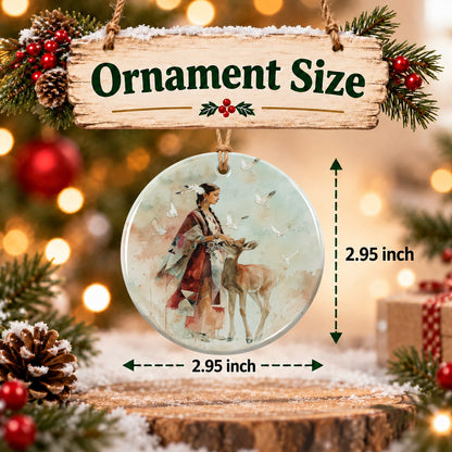 White Deer Heritage Ceramic Ornament