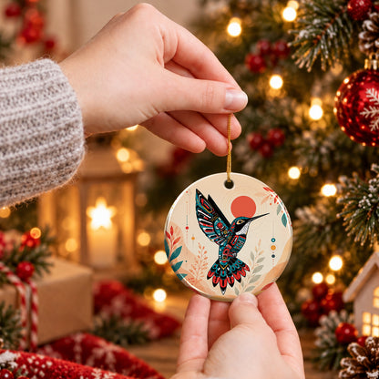 Hummingbird Solar Awakening Ceramic Ornament
