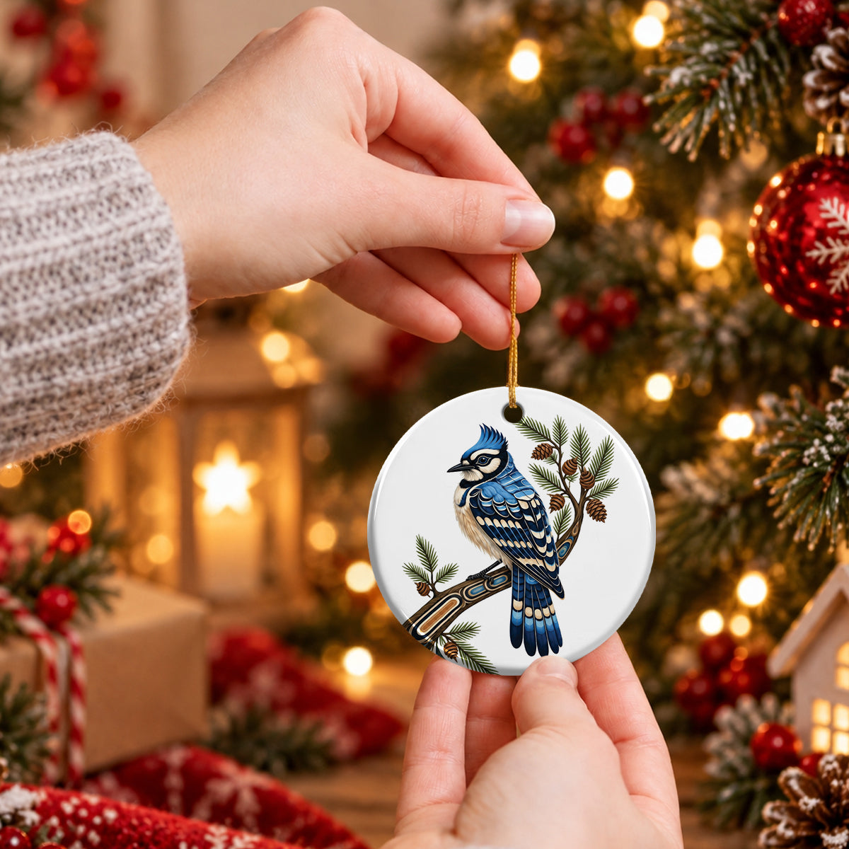 Blue Feather Legacy Ceramic Ornament