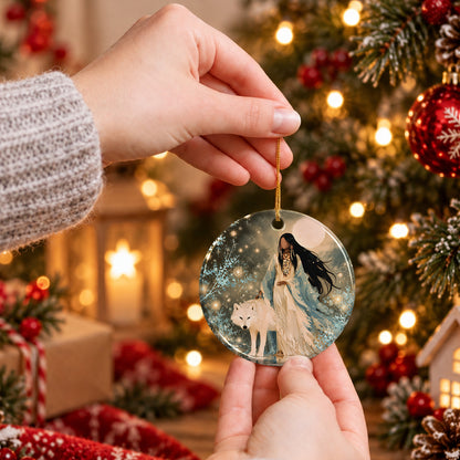 Silver Frost Woman Ceramic Ornament