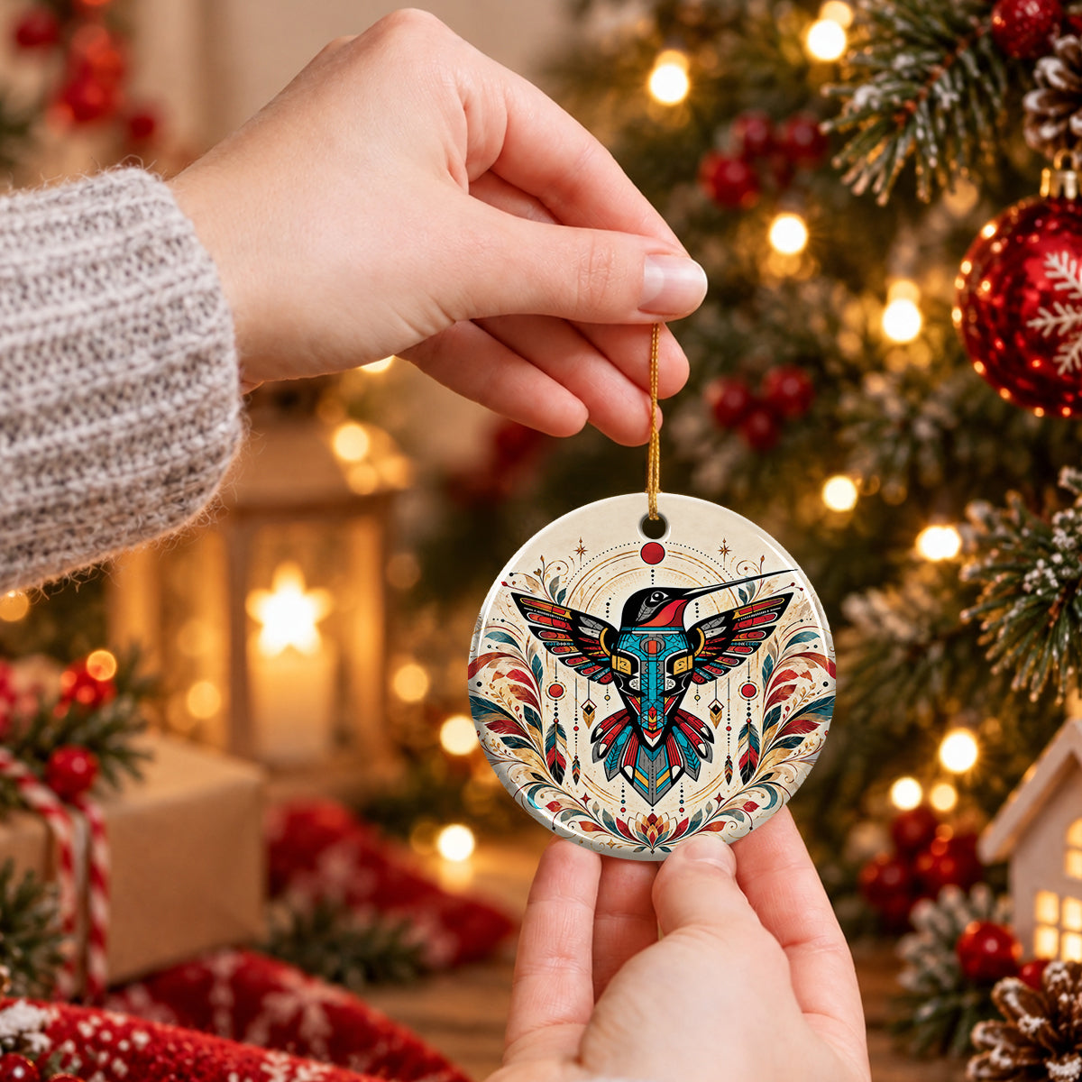 Celestial Hummingbird Legacy Ceramic Ornament