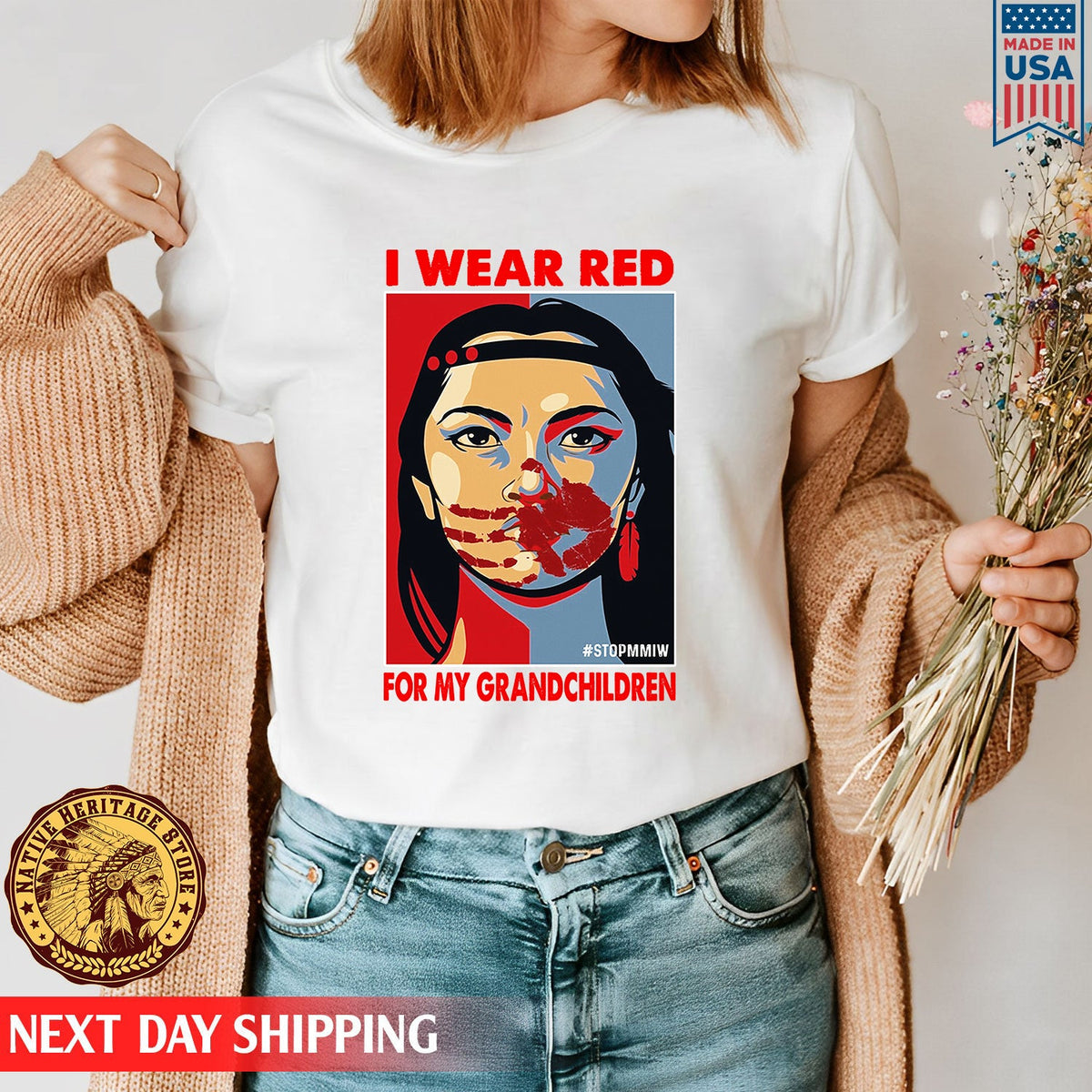 I Wear Red For My Grandchildren MMIW Shirts