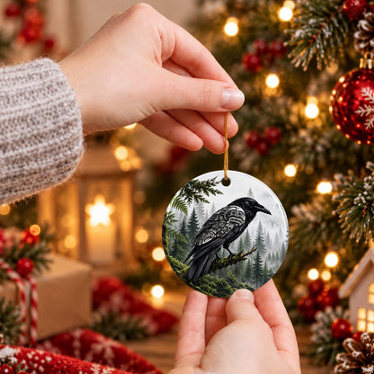 Raven of the Ancient Forest Ceramic Ornament