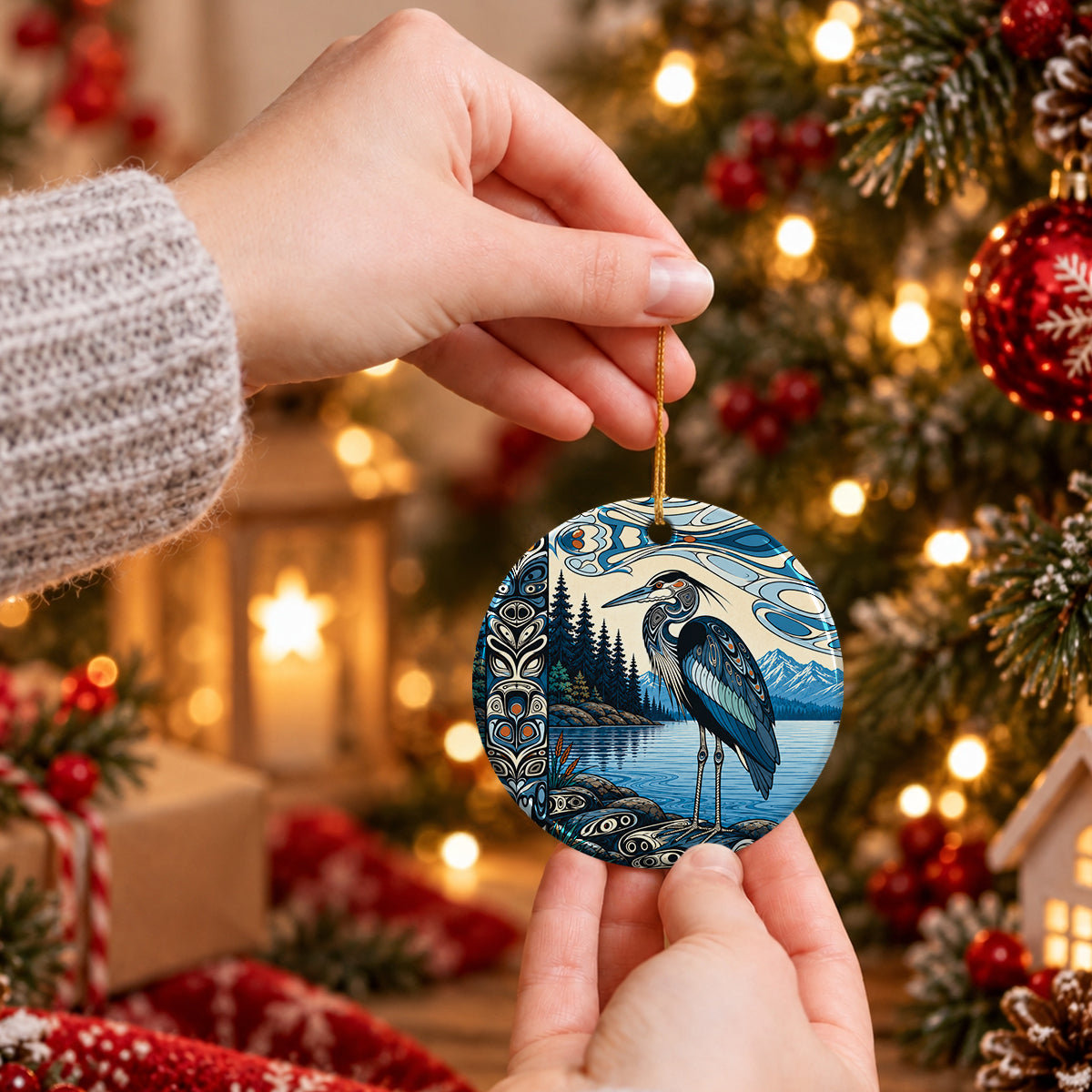 Blue Lake Guardian Ceramic Ornament