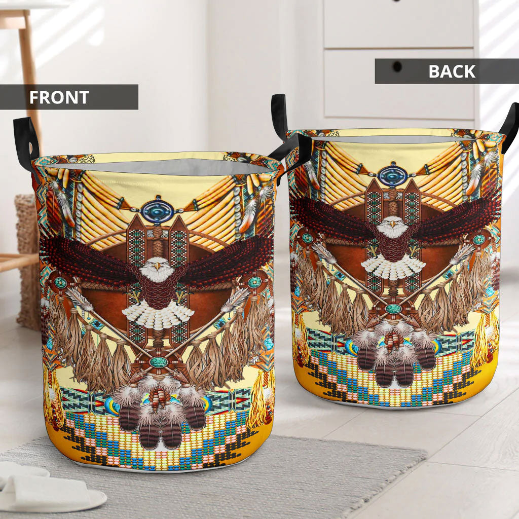 Yellow Dream Catcher Eagle Laundry Basket WCS