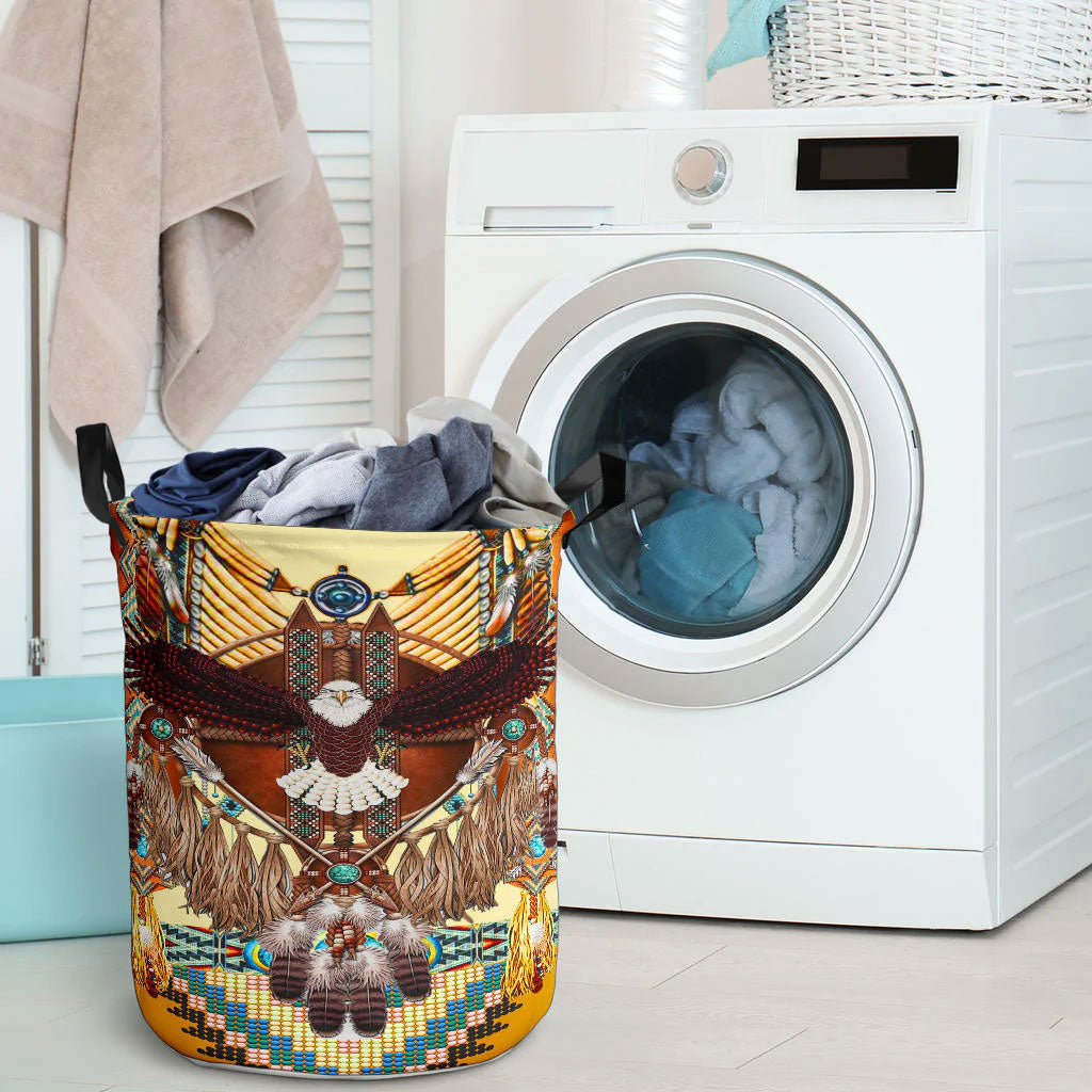 Yellow Dream Catcher Eagle Laundry Basket WCS