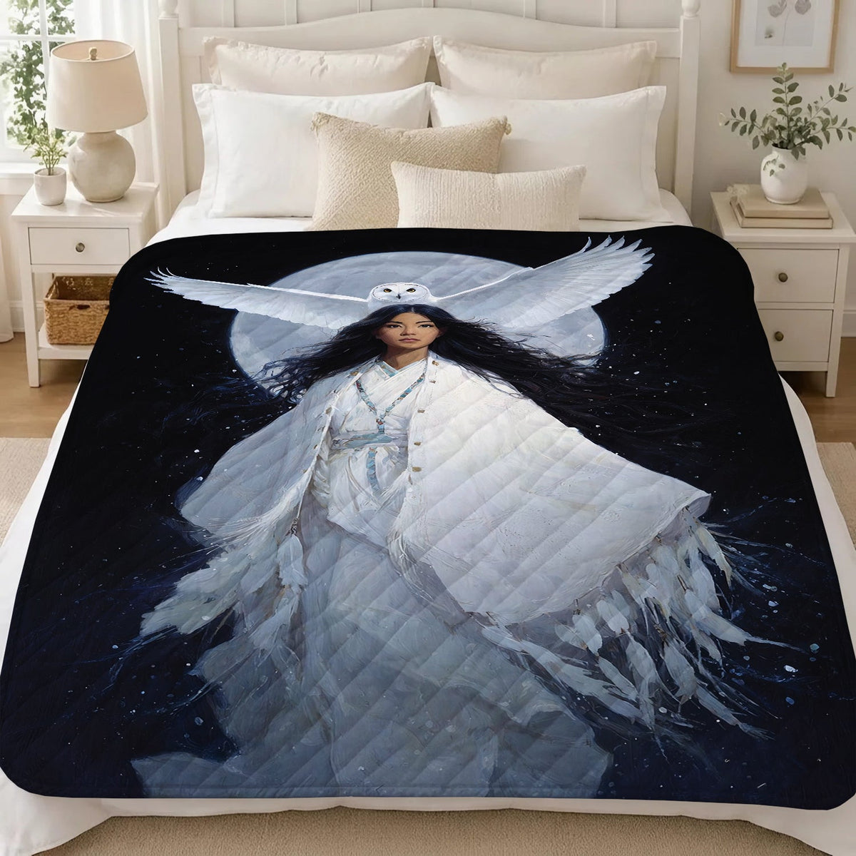 Moonlit Owl Woman Personalized Premium Blanket