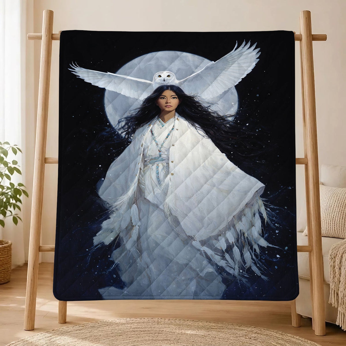 Moonlit Owl Woman Personalized Premium Blanket
