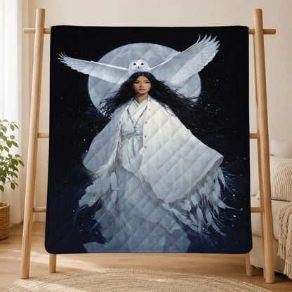 Moonlit Owl Woman Personalized Premium Blanket