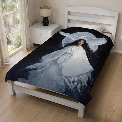 Moonlit Owl Woman Personalized Premium Blanket