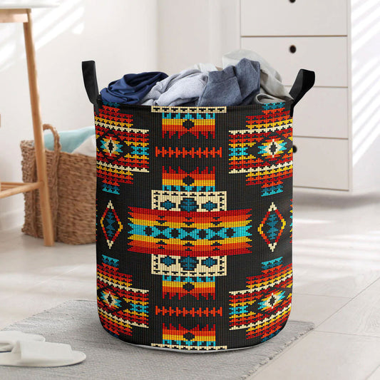 Black Pattern Native Laundry Basket WCS