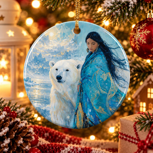 Sacred Bear Woman Ceramic Ornament