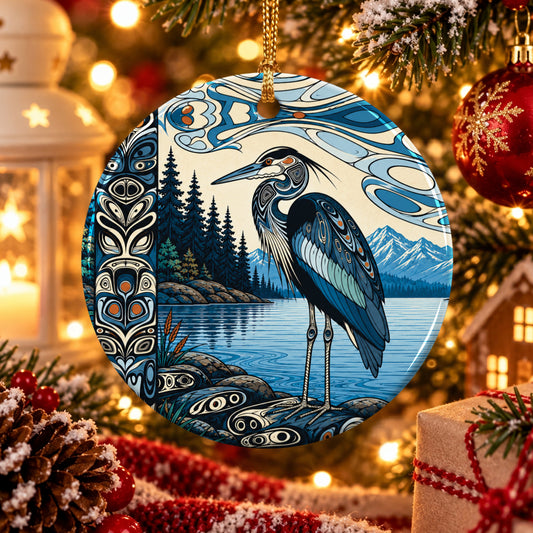 Blue Lake Guardian Ceramic Ornament