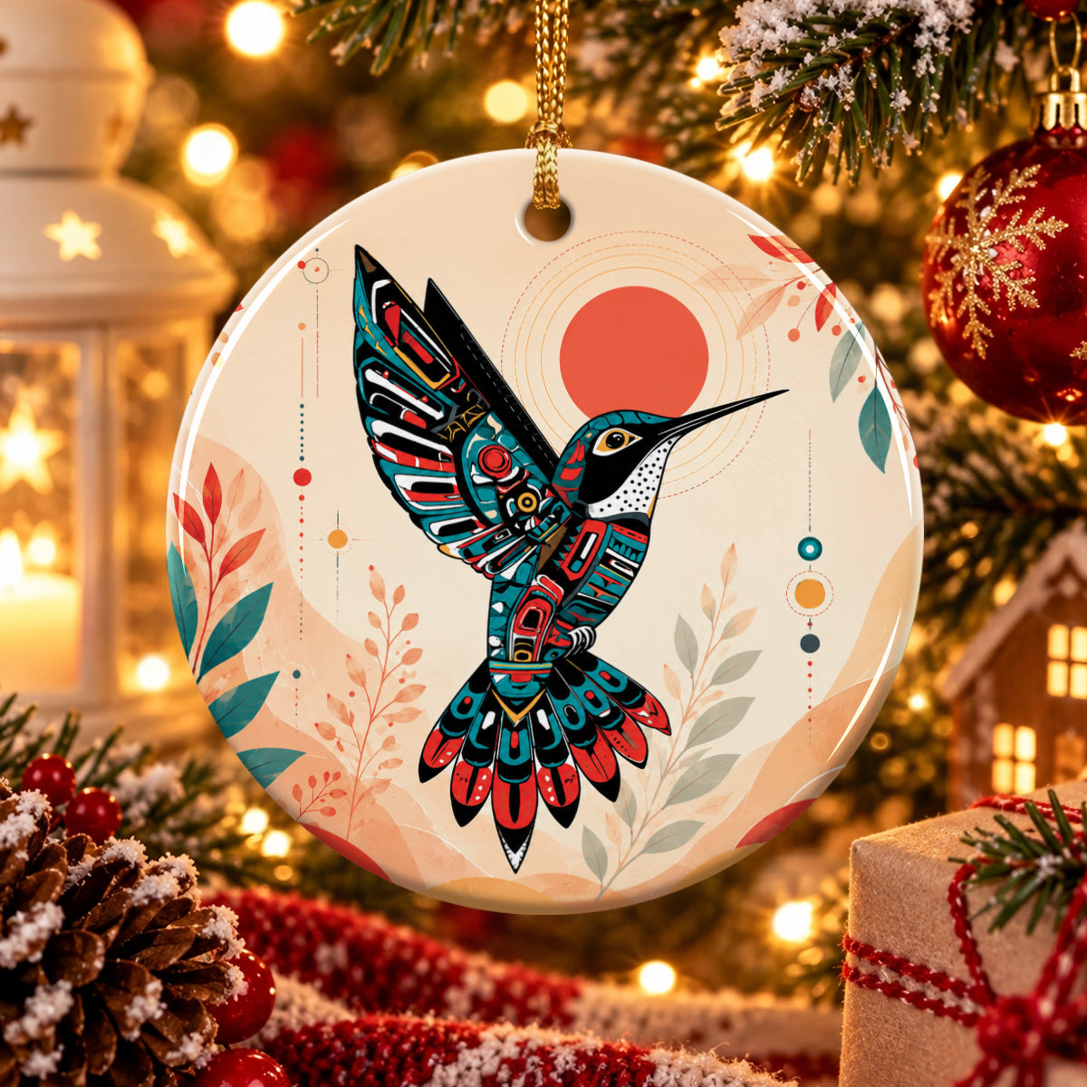 Hummingbird Solar Awakening Ceramic Ornament