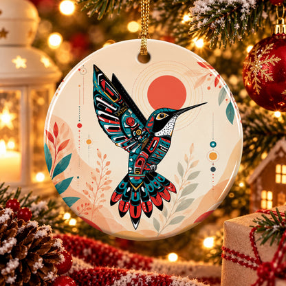 Hummingbird Solar Awakening Ceramic Ornament
