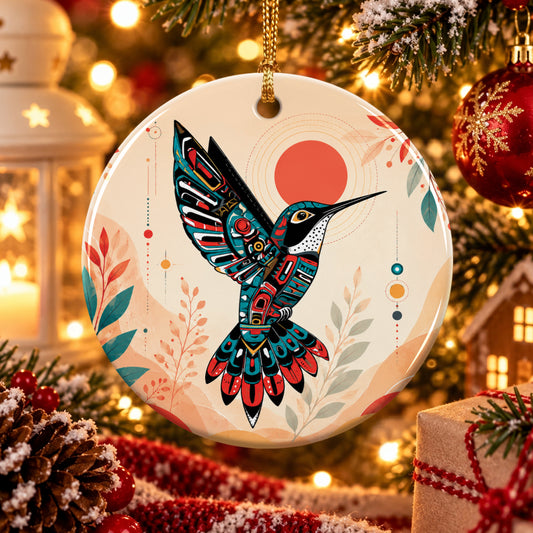 Hummingbird Solar Awakening Ceramic Ornament
