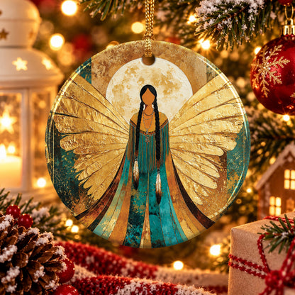 Sacred Winged Woman Ceramic Ornament