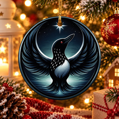 Loon of the Silver Moon Ceramic Ornament