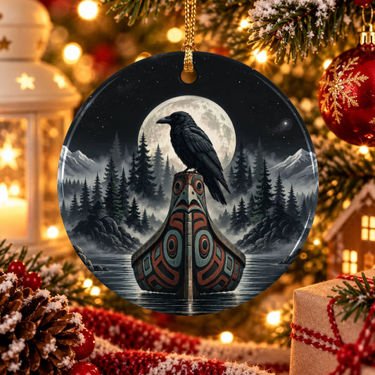 Midnight Raven Ceramic Ornament