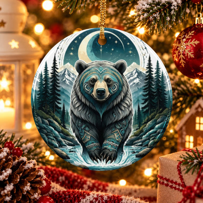 Moonlit Bear Ceramic Ornament
