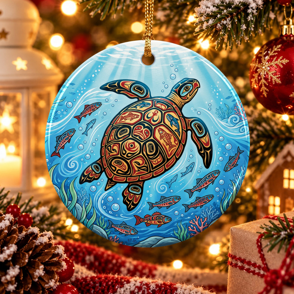 Sacred Turtle Ocean Ceramic Ornament