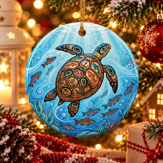 Sacred Turtle Ocean Ceramic Ornament