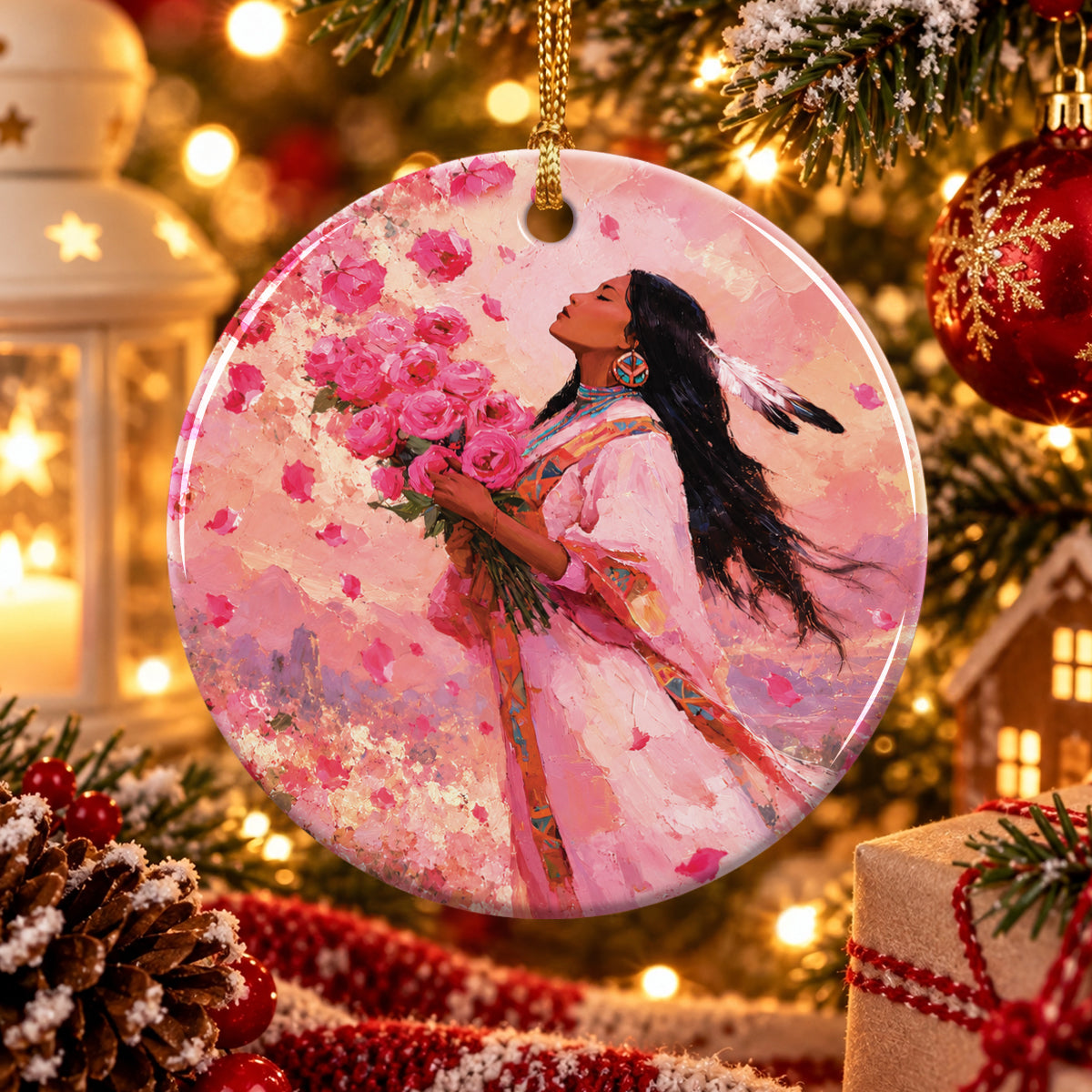Rose Woman Elegance Ceramic Ornament