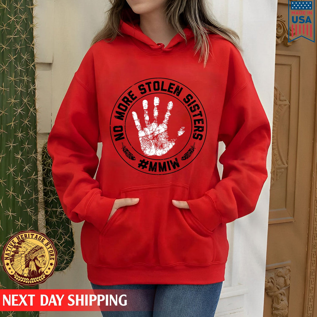 MMIW Awareness Indigenous Circle Red Hand Unisex T-Shirt/Hoodie/Sweatshirt