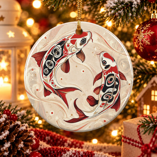 Sacred Koi Harmony Ceramic Ornament