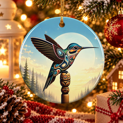 Hummingbird Totem Journey Ceramic Ornament