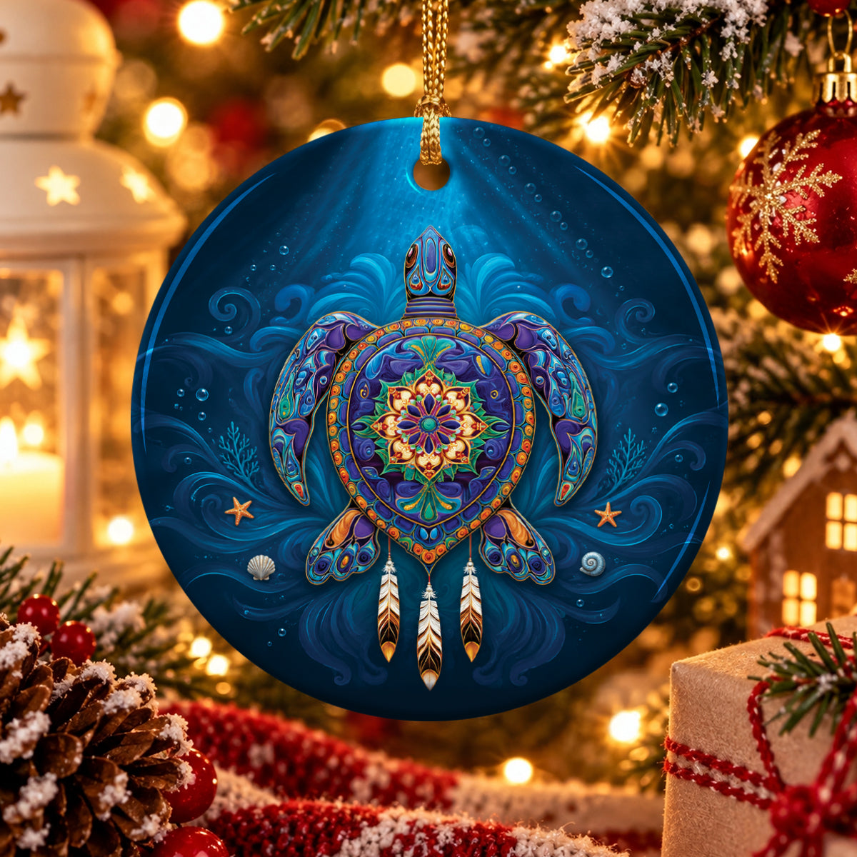 Celestial Turtle Spirit Ceramic Ornament