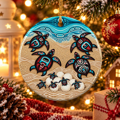Sea Turtle Sacred Journey Ceramic Ornament