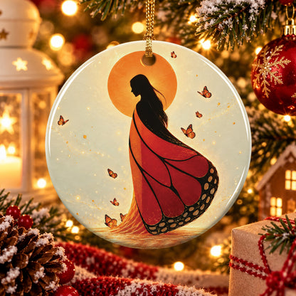 Amber Butterfly Woman Ceramic Ornament