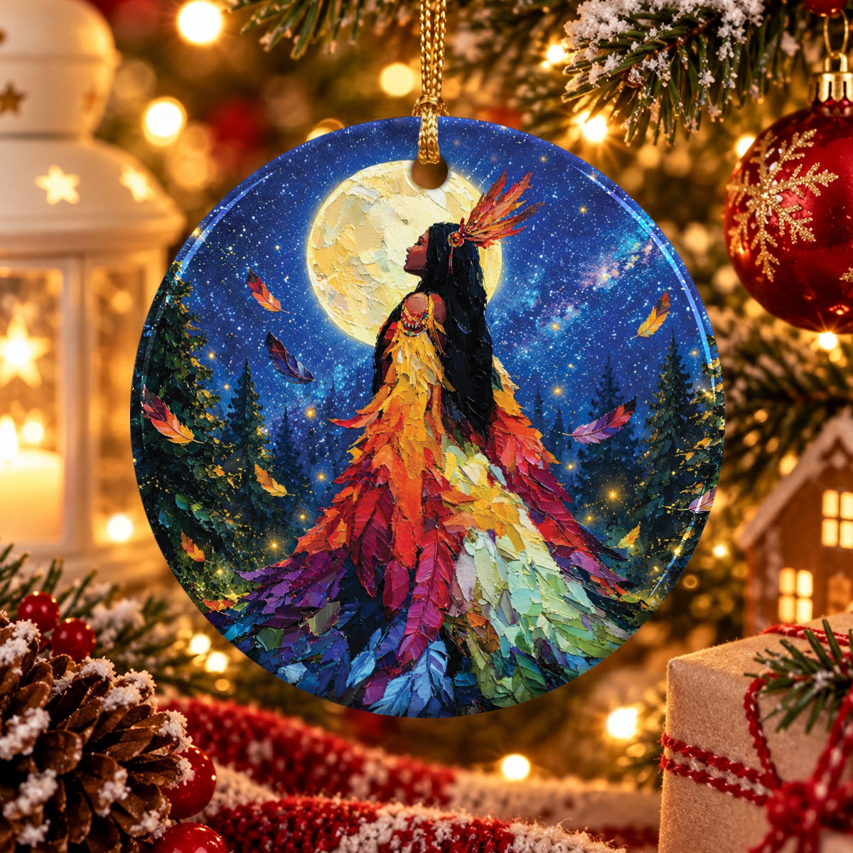Feathered Woman Majesty Ceramic Ornament