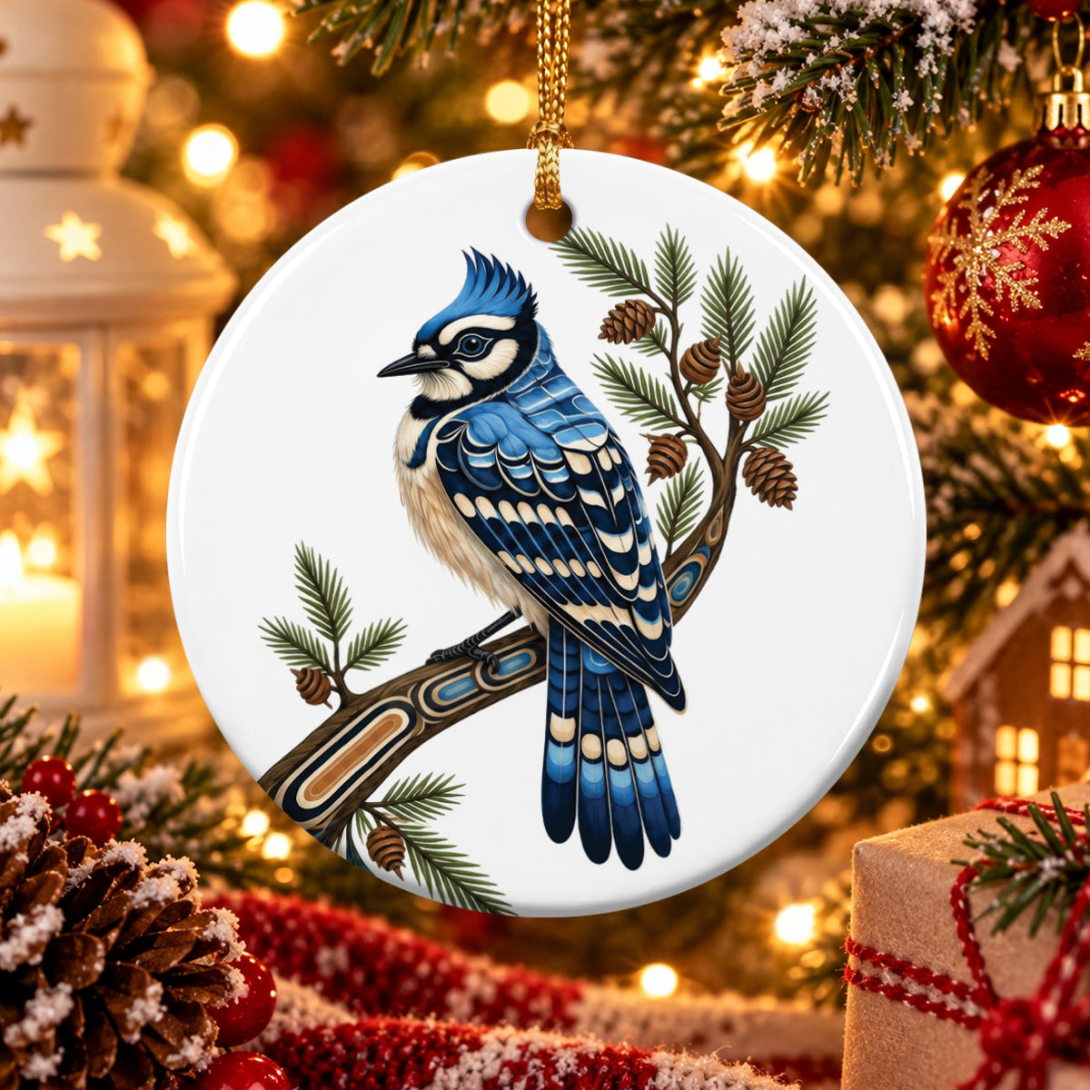 Blue Feather Legacy Ceramic Ornament