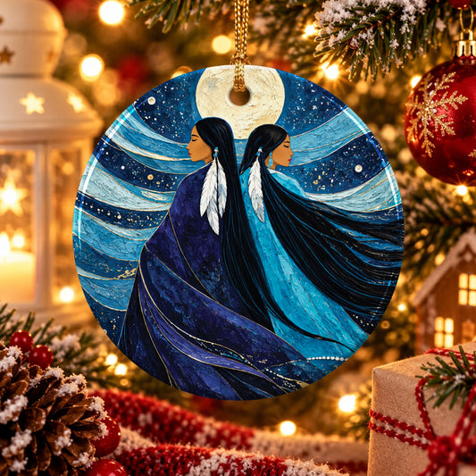 Moonlit Sisters Spirit Ceramic Ornament