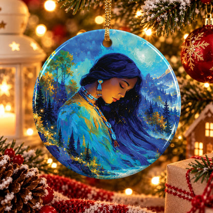 Turquoise Woman Grace Ceramic Ornament