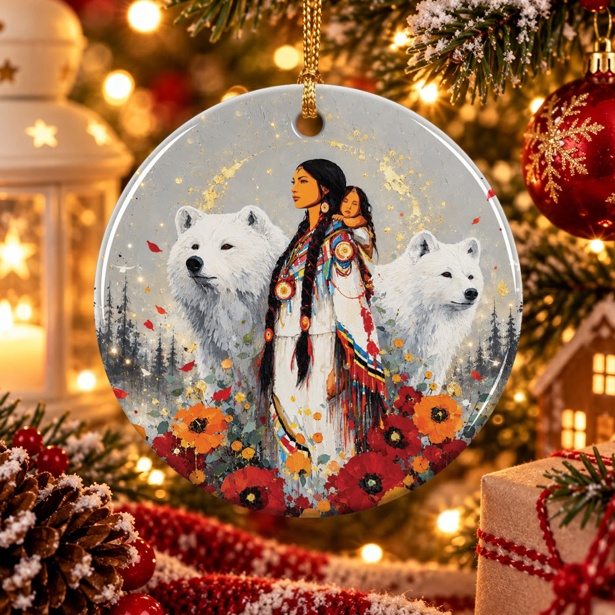 Mother Bear Spirit Ceramic Ornament