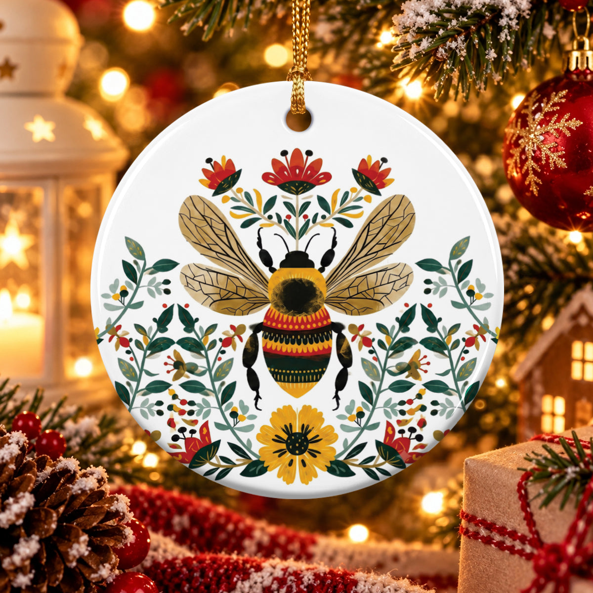 Bee Spirit of the Wildflowers Ceramic Ornament