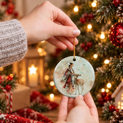 White Deer Heritage Ceramic Ornament