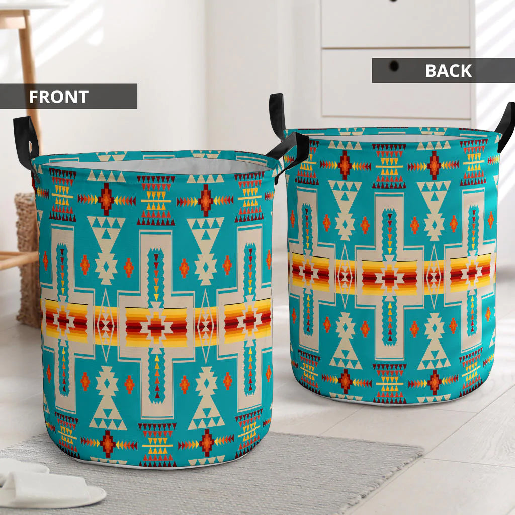 Turquoise Tribe Design Laundry Basket 15 NBD