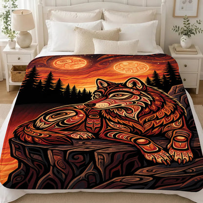 Moonlit Wolf Guardian Personalized Premium Blanket