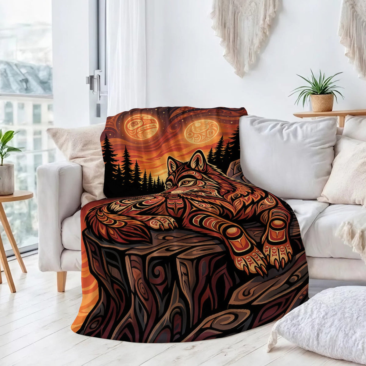 Moonlit Wolf Guardian Personalized Premium Blanket