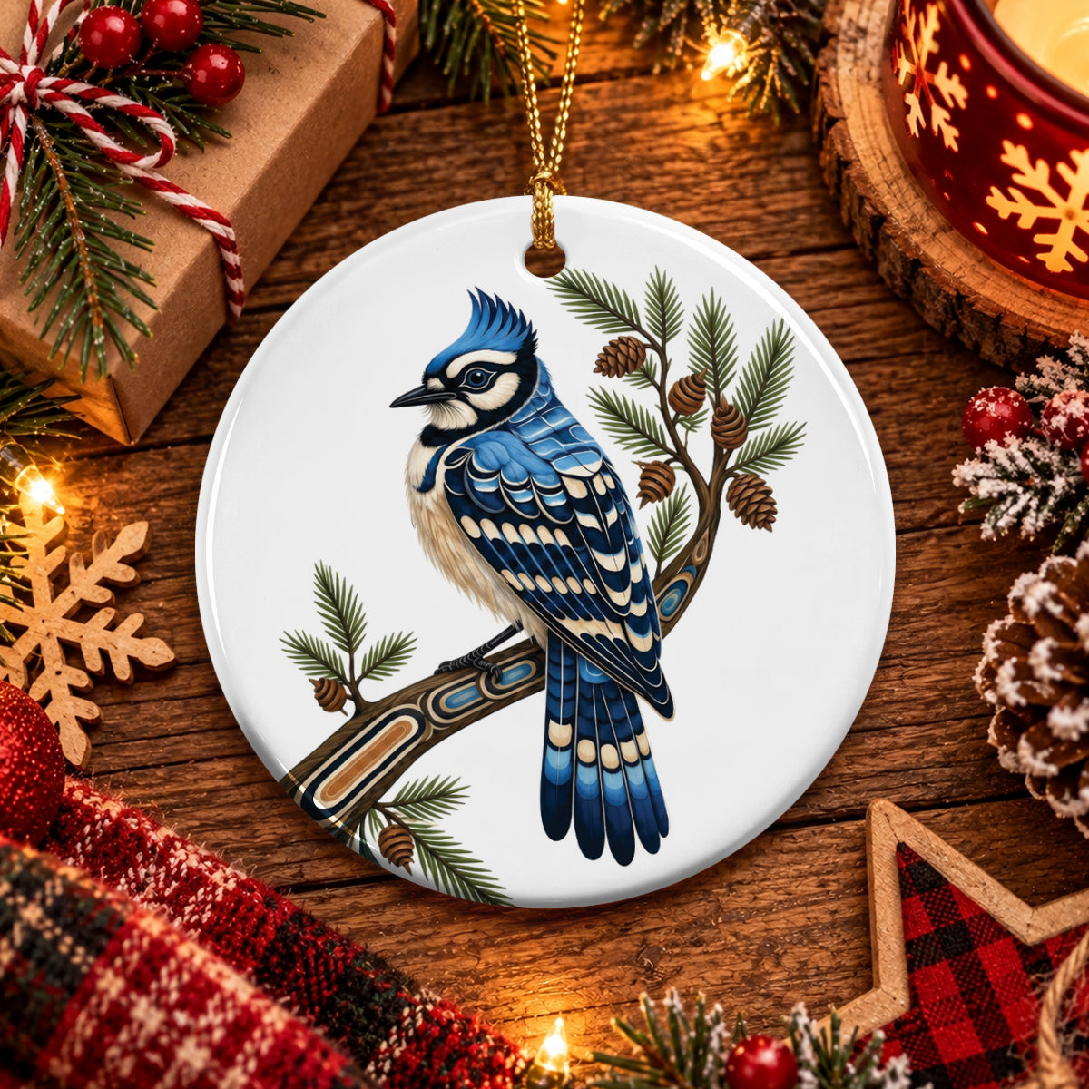 Blue Feather Legacy Ceramic Ornament
