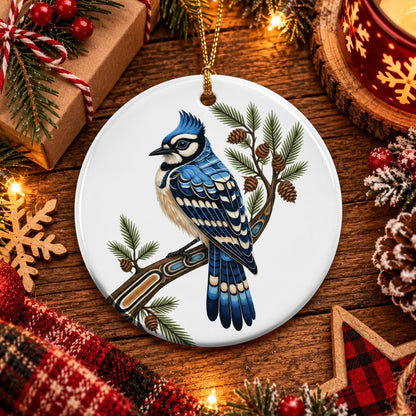 Blue Feather Legacy Ceramic Ornament