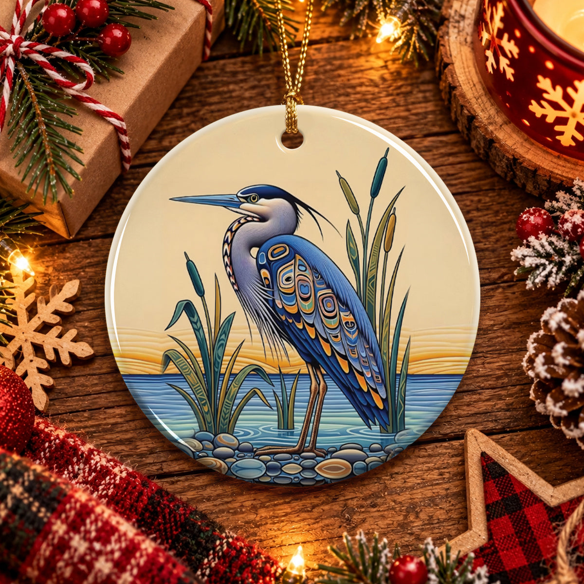 Blue Lake Serenity Ceramic Ornament