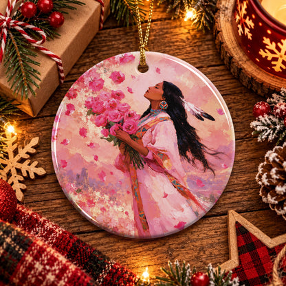 Rose Woman Elegance Ceramic Ornament