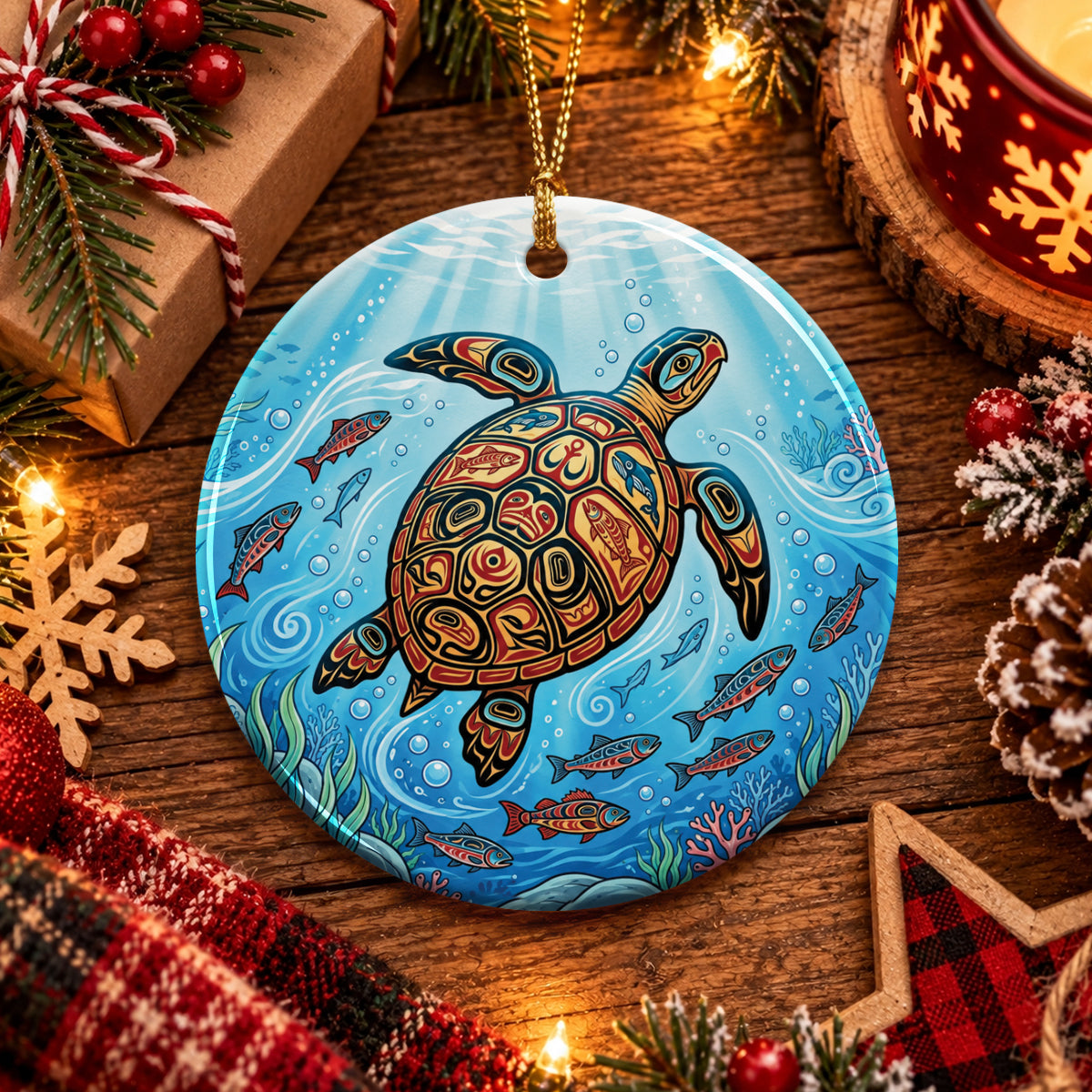 Sacred Turtle Ocean Ceramic Ornament