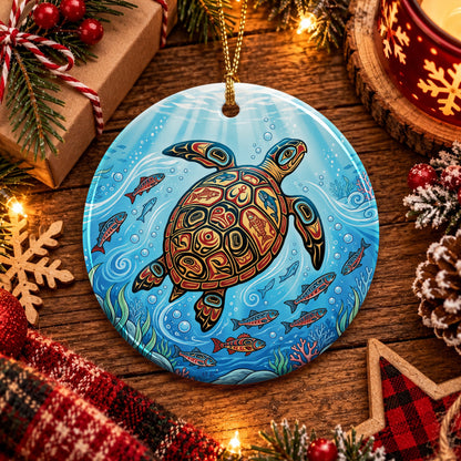 Sacred Turtle Ocean Ceramic Ornament